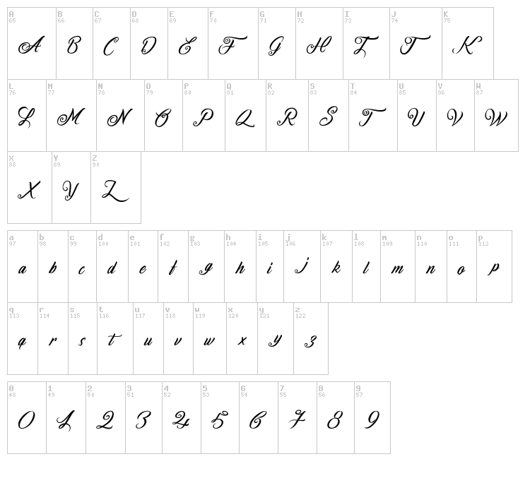 Fire on the Mountain font map